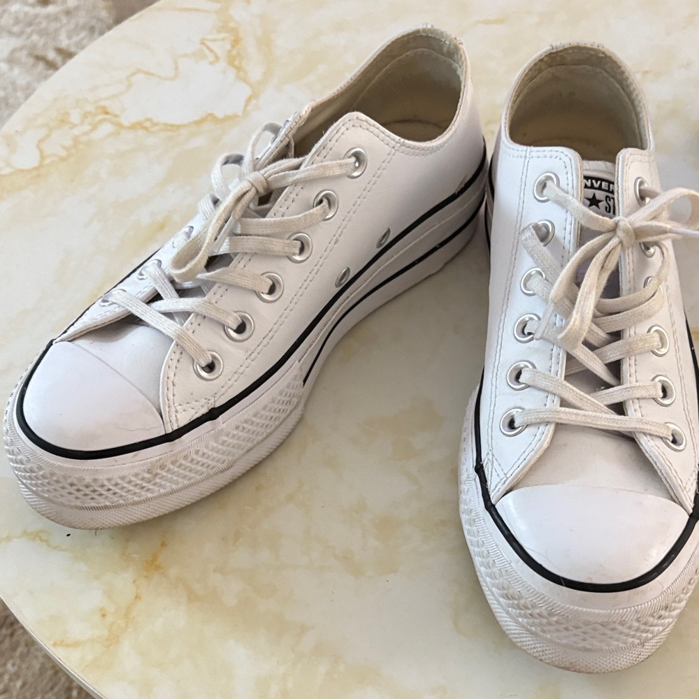 Converse White Low-Top Sneakers with Black Trim
